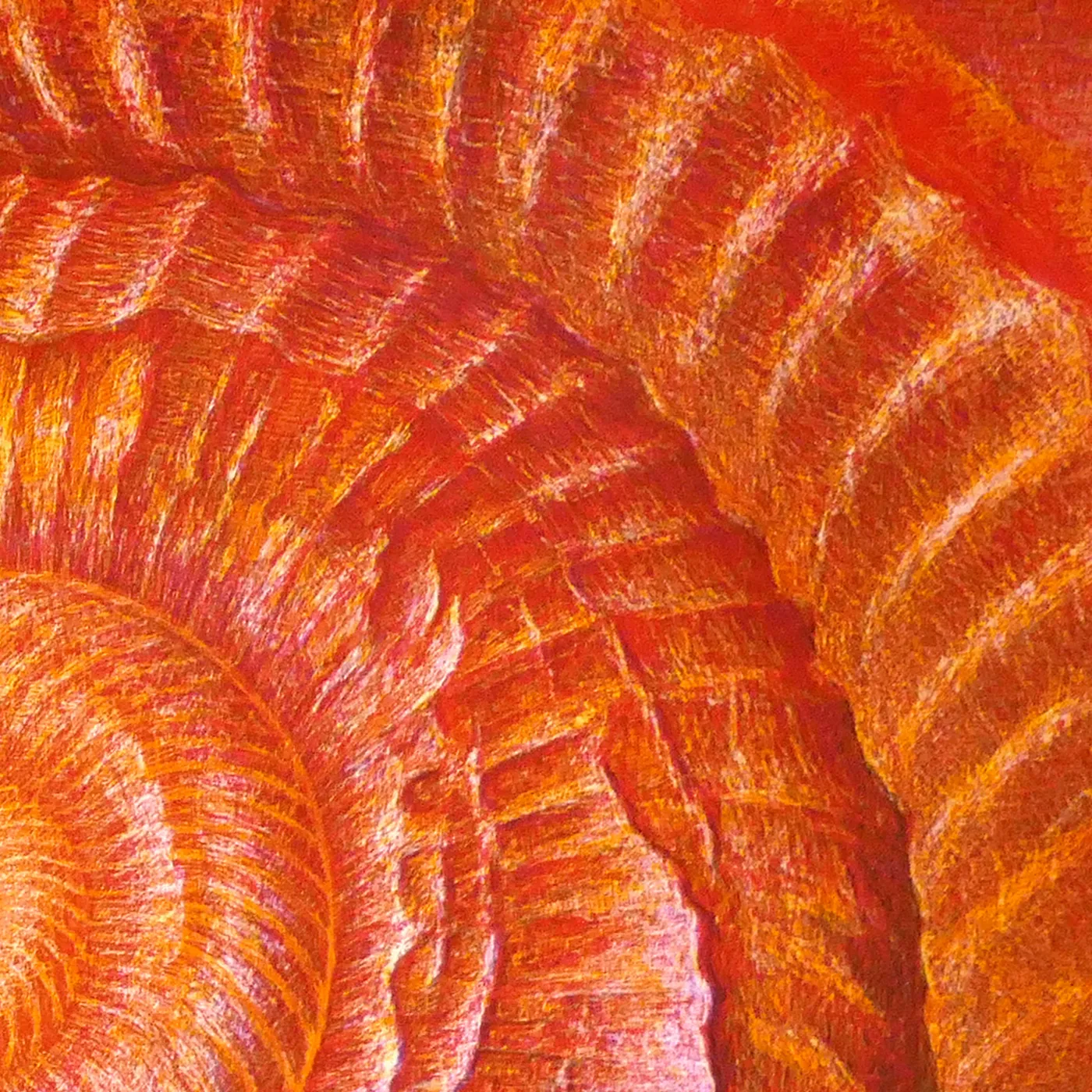 Detailausschnitt: die gerippten Flammenbögen in Originalgröße