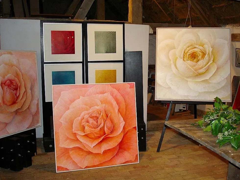 Großformatige Rosen-Bilder von Olaf Hoppe im Atelier